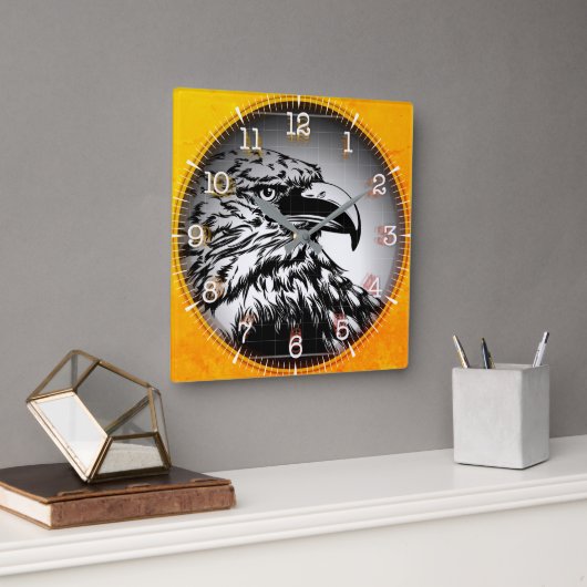 Time and illustrated art on your wall. vierkante klok (Kantoor)