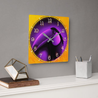 Time and illustrated art on your wall. vierkante klok
