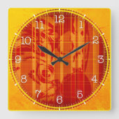Time and illustrated art on your wall. vierkante klok (Voorkant)