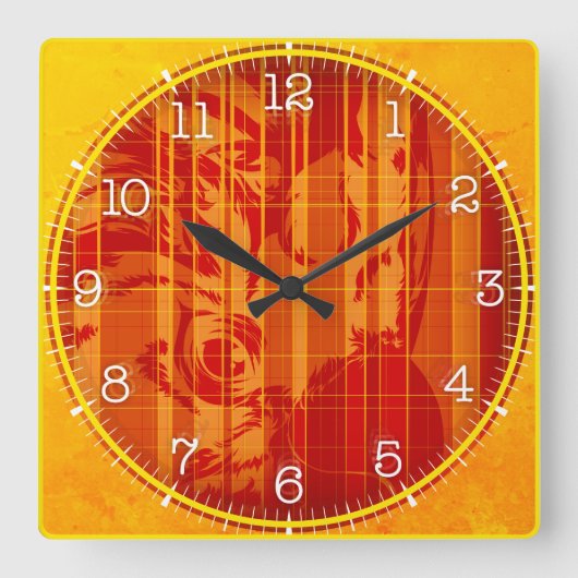 Time and illustrated art on your wall. vierkante klok (Voorkant)