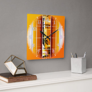 Time and illustrated art on your wall. vierkante klok