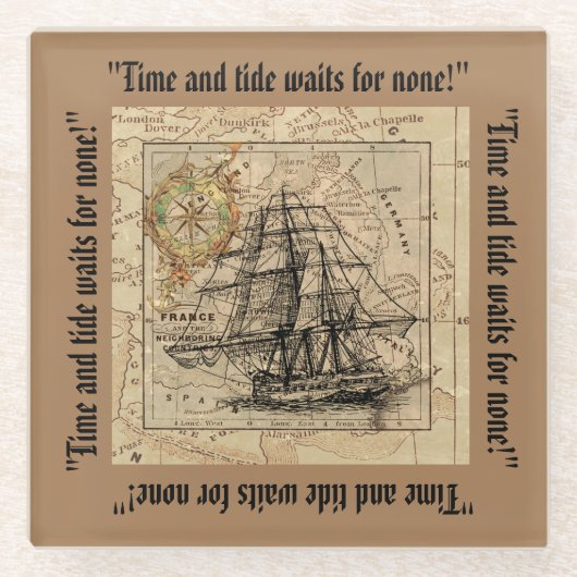 Time and Tide Blackbeard Quote Drink Glazen Onderzetter (Voorkant)