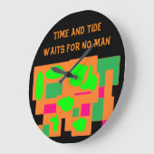 Time and Tide Logo peach limoen roze patterned Grote Klok (Hoek)
