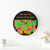 Time and Tide Logo peach limoen roze patterned Grote Klok (Huis)