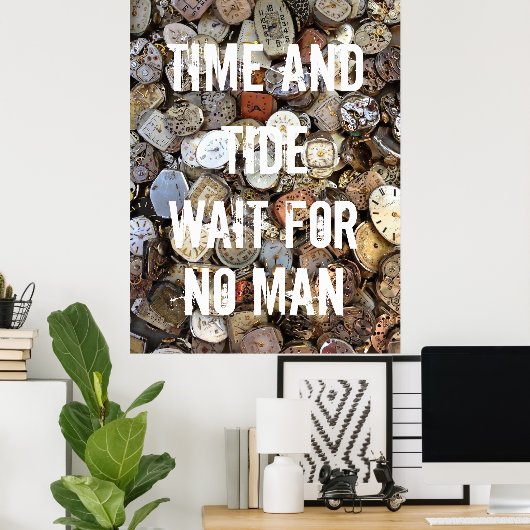 Time and Tide Wait for No Man Quote Poster (Thuiskantoor)