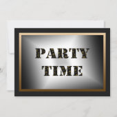 Time Black Gold Fleur de Lis Party Kaart (Voorkant)