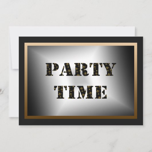Time Black Gold Fleur de Lis Party Kaart (Voorkant)