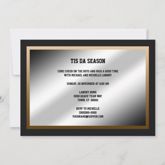 Time Black Gold Fleur de Lis Party Kaart (Achterkant)