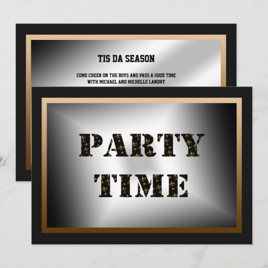 Time Black Gold Fleur de Lis Party Kaart (Voorkant / Achterkant)