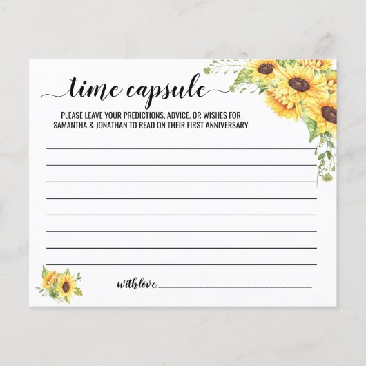 Time Capsule Advice for Couple Sunflower Card Flyer (Voorkant)