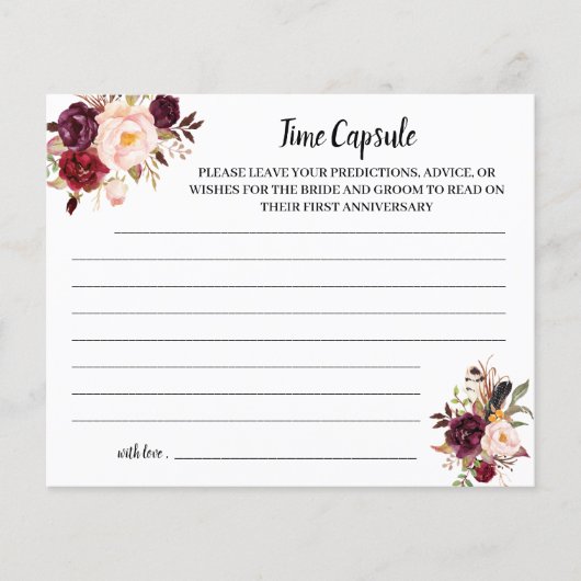 Time Capsule Advice Marsala Vrijgezellenfeest Kaar Flyer (Voorkant)