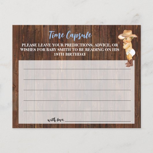 Time Capsule Advice voor Baby Cowboy Shower Card Flyer (Voorkant)