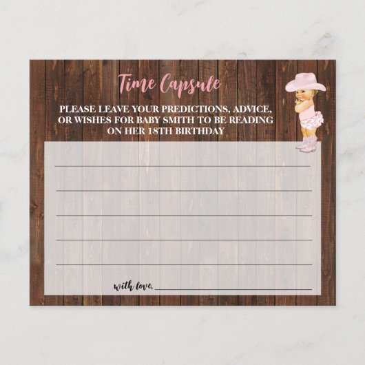 Time Capsule Advice voor Baby Cowgirl Shower Card Flyer (Voorkant)