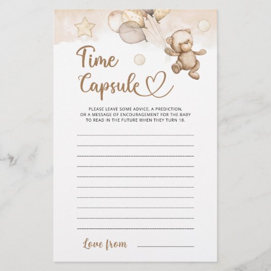 Time Capsule Baby Beer Baby shower spel (Voorkant)