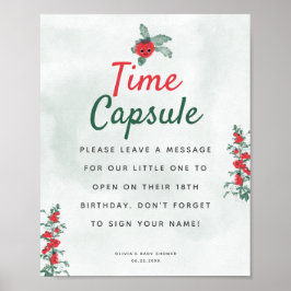 Time Capsule Baby shower Advies Rustic Tomato Poster