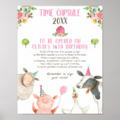 Time Capsule Boerderij Birthday Girl Barn Guestboo Poster (Voorkant)