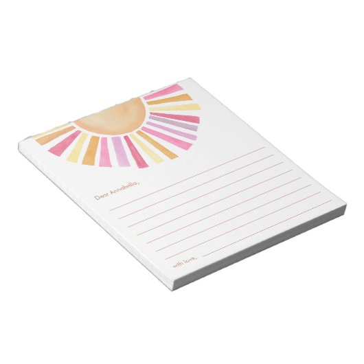 Time capsule Boho zonneschijn zon geel roze Notitieblok (Schuin)