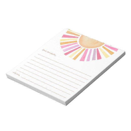 Time capsule Boho zonneschijn zon geel roze Notitieblok (Linkerzijde)