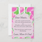 Time Capsule Gedicht Roze Watermeloen Briefje Kaart (Voorkant)