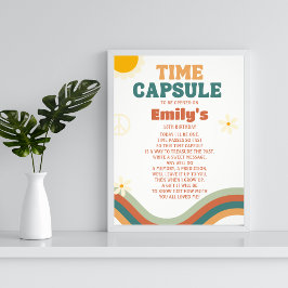 Time Capsule Groovy One Retro Daisy 1e Verjaardag Foto Afdruk