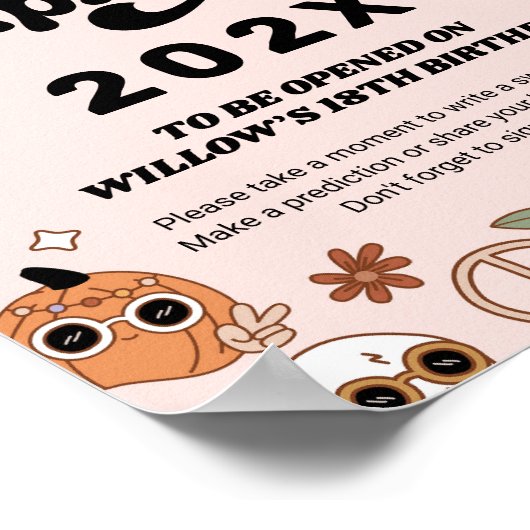 Time Capsule Groovy Spooky Halloween Verjaardag Poster (Hoek)