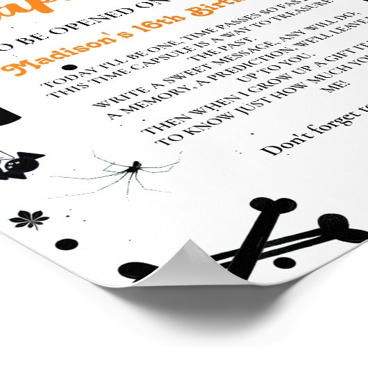 Time Capsule Halloween Ghost 1e Verjaardag spel Poster (Hoek)