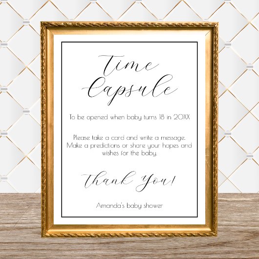 Time Capsule Minimalistisch Baby shower spel Poster