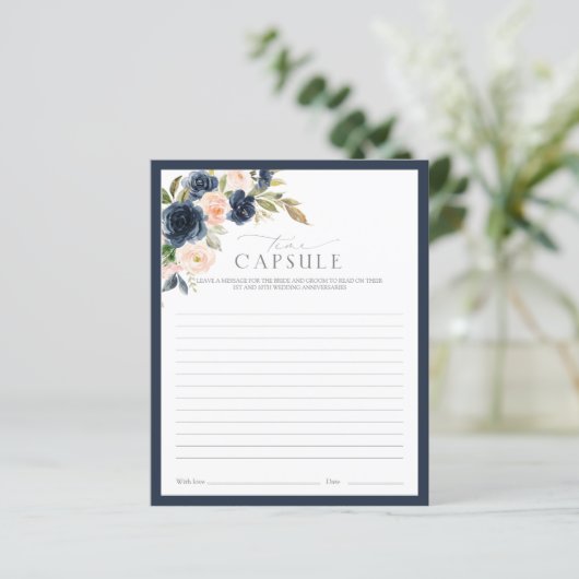 Time Capsule Navy Blue & Blush Floral Shower Game (Staand voorkant)