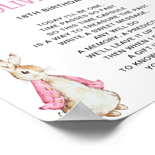 Time Capsule Peter konijn Roze Verjaardag Poster (Hoek)