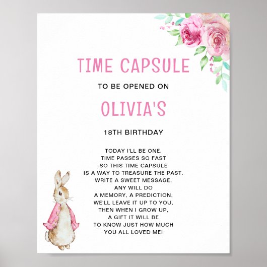 Time Capsule Peter konijn Roze Verjaardag Poster (Voorkant)