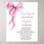 Time Capsule Roze Bow Meisjes 1e verjaardag Poster (Voorkant)