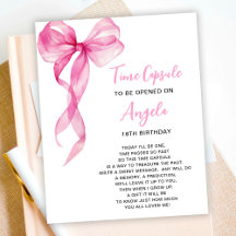 Time Capsule Roze Bow Meisjes 1e verjaardag