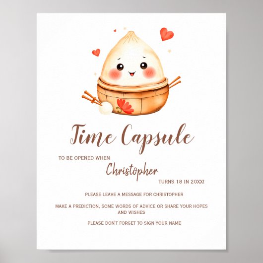 Time Capsule Schattige Little Dumpling Baby shower Poster (Voorkant)