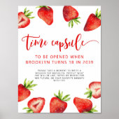 Time Capsule Sign | Aardbei Birthday Party Poster (Voorkant)