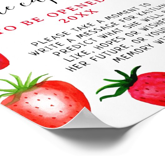 Time Capsule Sign | Aardbei Birthday Party Poster (Hoek)