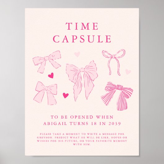 Time Capsule Sign Coquette Boog Verjaardagsfeest Poster (Voorkant)