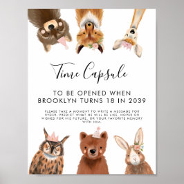 Time Capsule Sign | Girl Woodland Birthday Party Poster