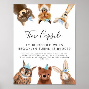 Time Capsule Sign   Jongen Woodland Birthday Party Poster
