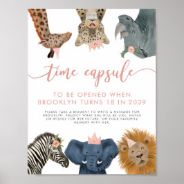 Time Capsule Sign | Pink Safari Birthday Party Poster