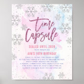 Time Capsule Silver Snowflake Glitter Magenta Poster (Voorkant)