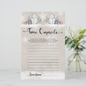 Time Capsule Snowman Baby shower spel (Staand voorkant)