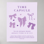 Time Capsule Teken Paarse Coquette Bow Verjaardag Poster (Voorkant)