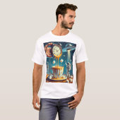 Time Drips & Cosmic Sips – Surreal Coffee Dream T-shirt (Voorkant volledig)