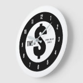 Time = $ Every Second Counts Black and White Grote Klok (Hoek)