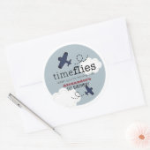 Time Flies Airplane Blue Boy Birthday Classic Roun Ronde Sticker (Envelop)