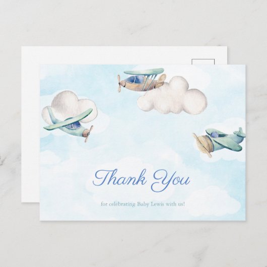 Time Flies Aviation Speelgoed Vliegtuigen Dank u Briefkaart (Voorkant / Achterkant)