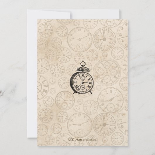 Time Flies Clock Invitation -  Kaart (Achterkant)
