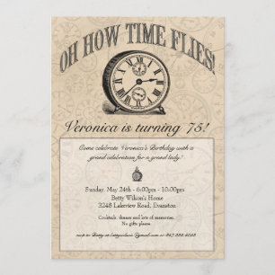 Time Flies Clock Invitation -  Kaart