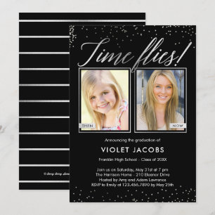 Time Flies EDITABLE COLOR Afstuderen Invision Kaart
