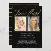 Time Flies EDITABLE COLOR Afstuderen Invision Kaart (Voorkant / Achterkant)